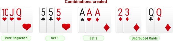 Failing to meld cards in rummy