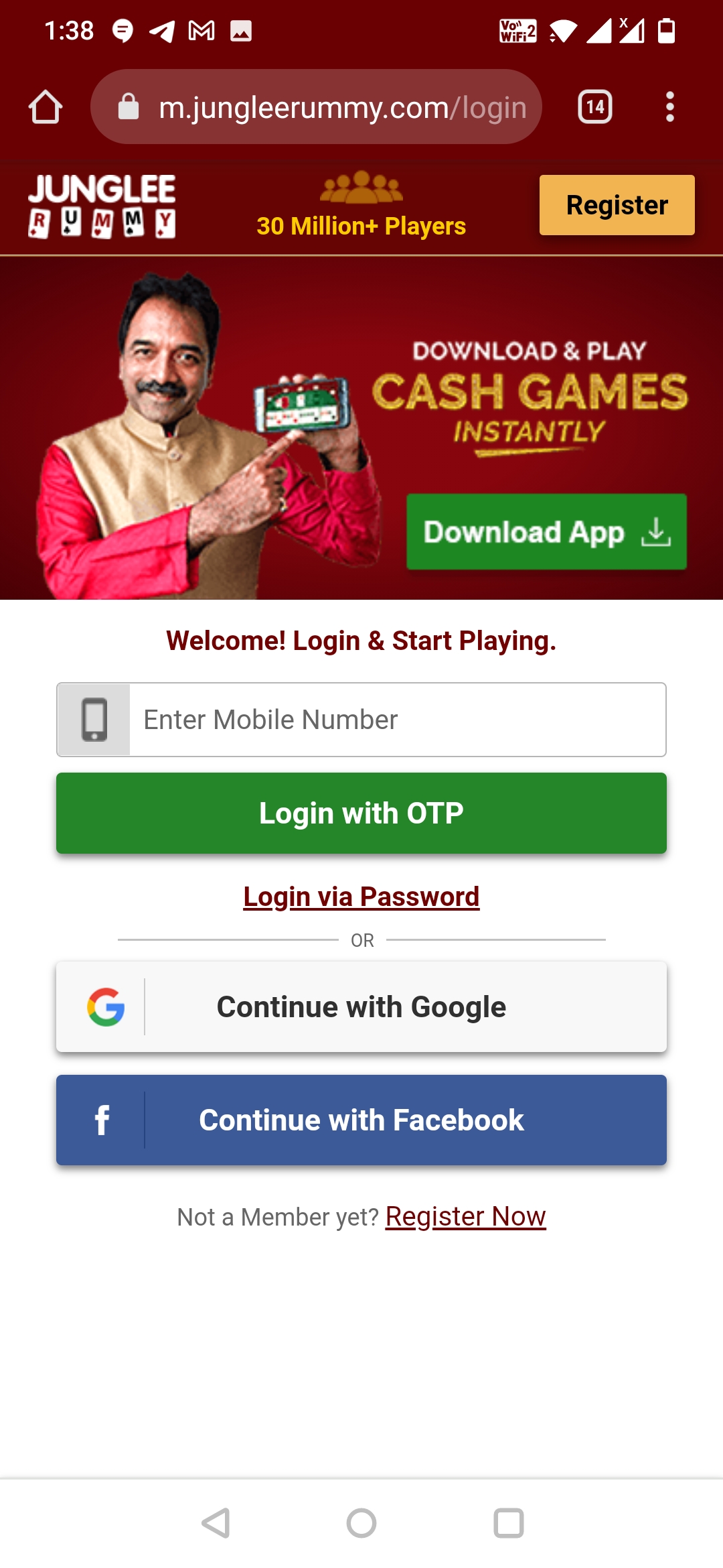 Sign Up for Junglee Rummy