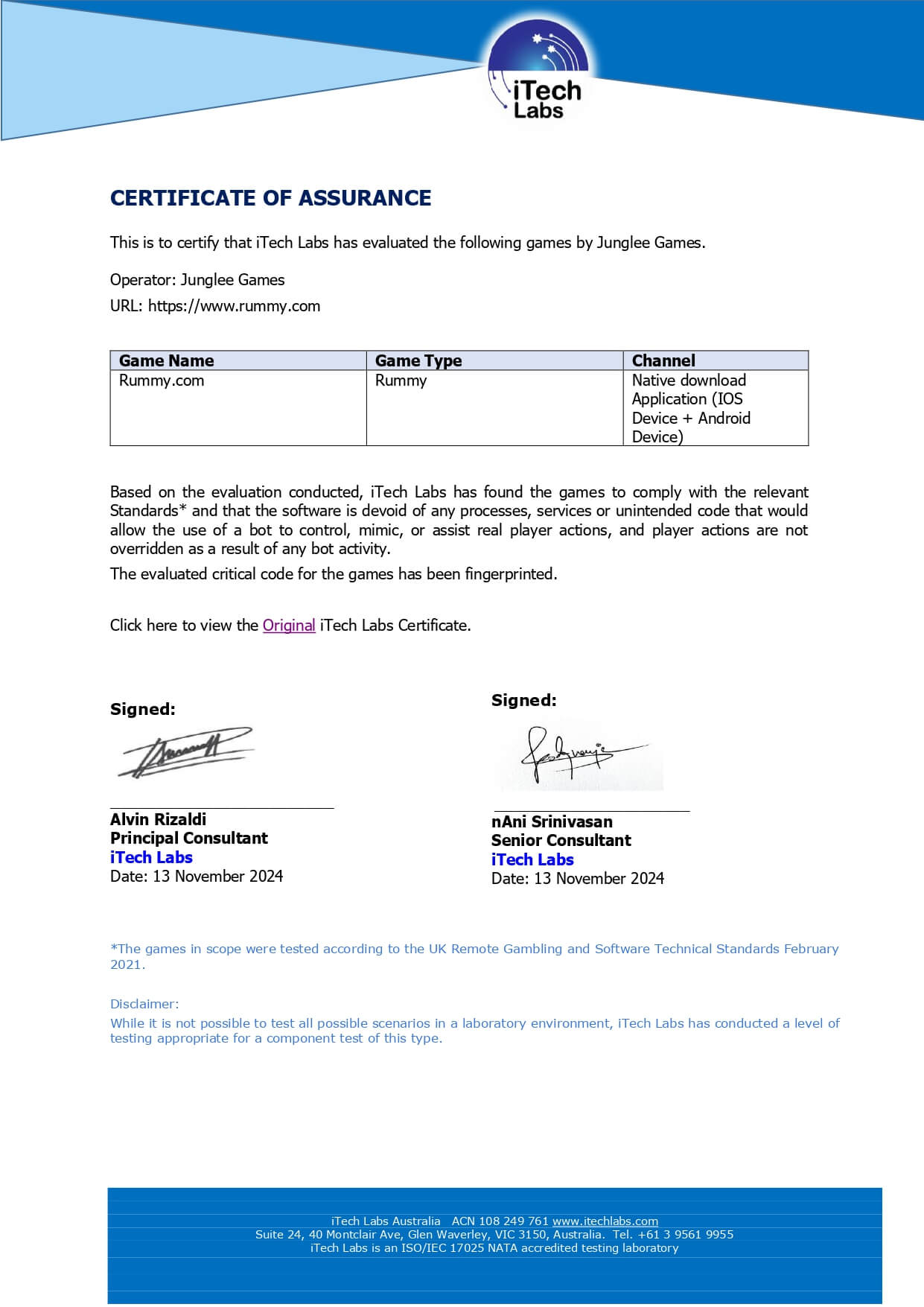 certificate