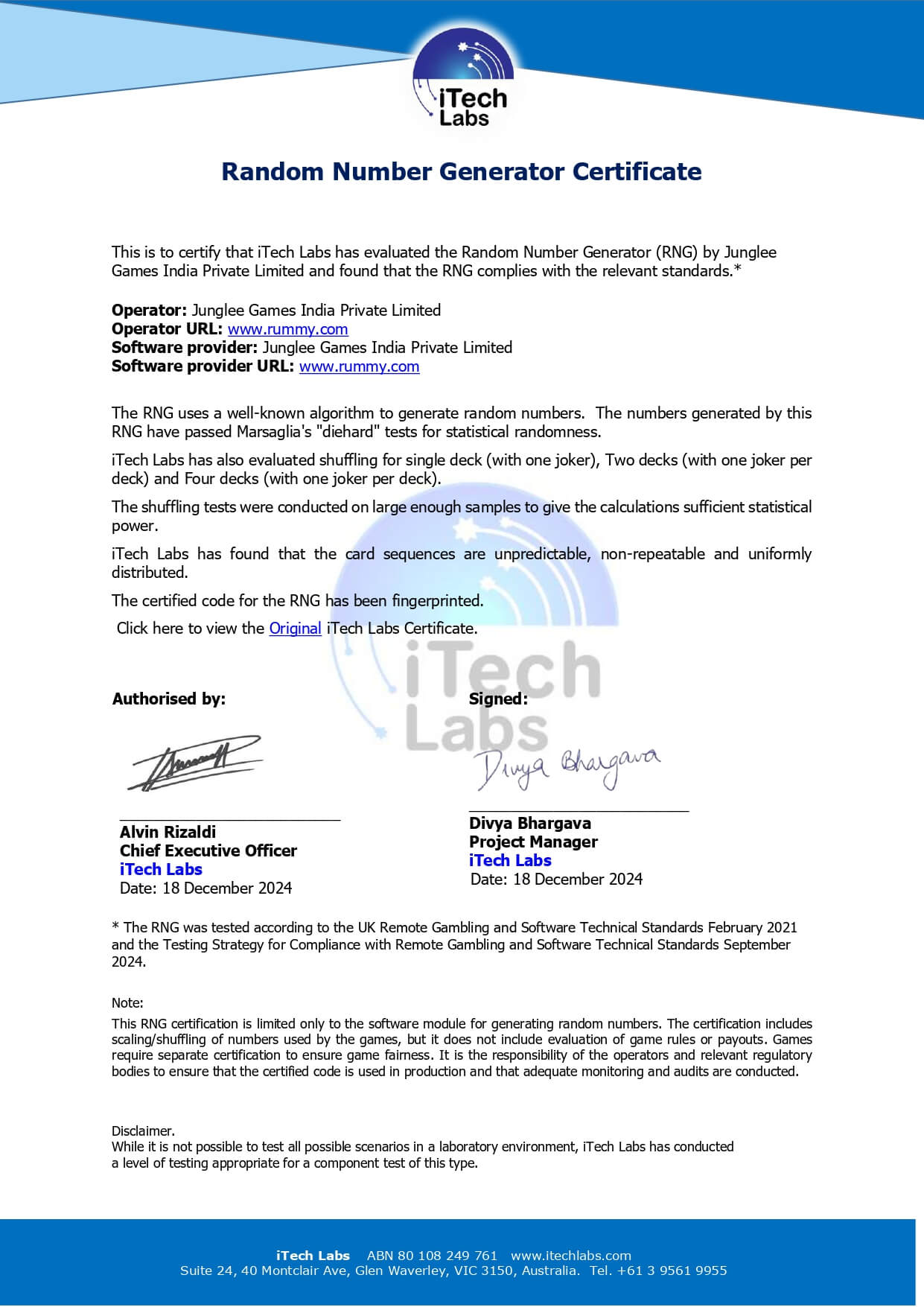 certificate