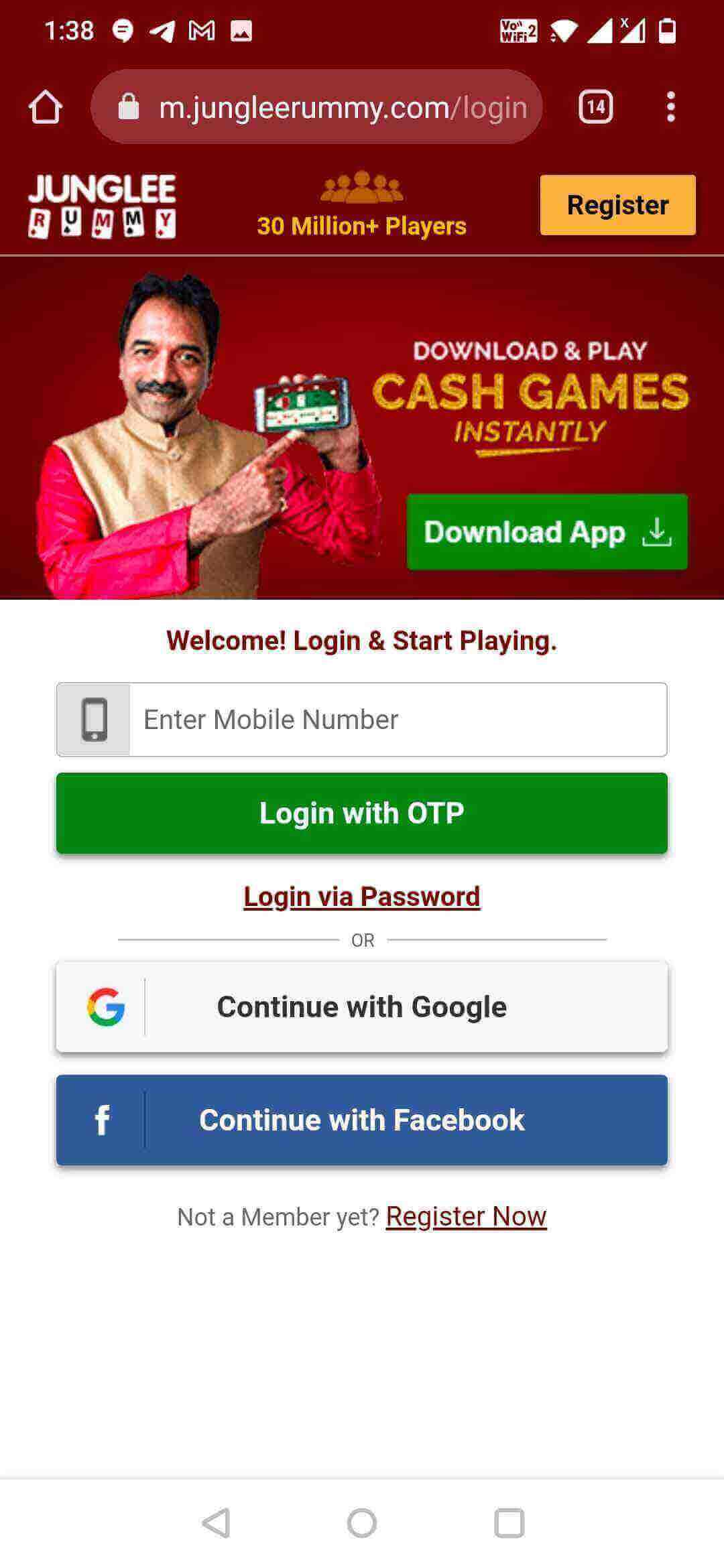 Sign Up for Junglee Rummy