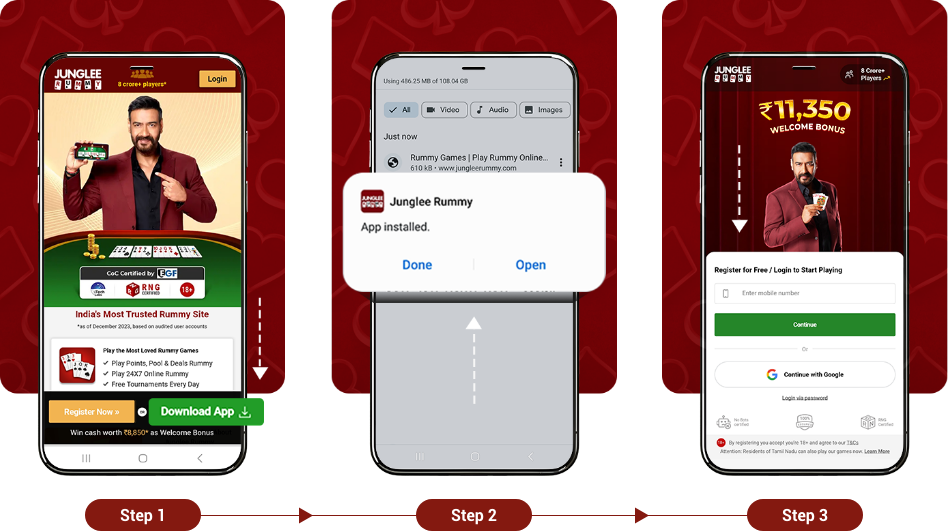 Steps to download rummy app apk on mobile